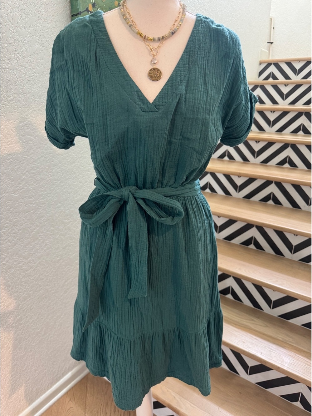GAP 100% Cotton Summer Dress Hunter Green Dark Green Mini Dress SM